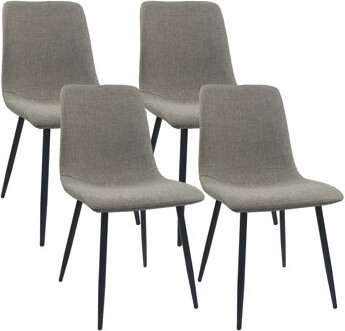 Of 4 Modern Dining Chairs, Linen Covered With Comfortable Seat Cushion And Metal Legs For Kitchen ( Gray Chairs , Design Robust Framework