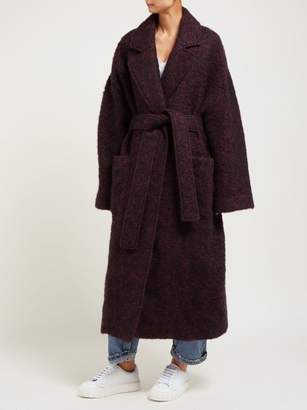 Raey Dropped Shoulder Wool Blend Blanket Coat - Womens - Burgundy