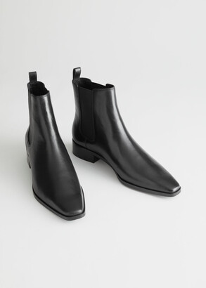 And other stories Square Toe Leather Chelsea Boots