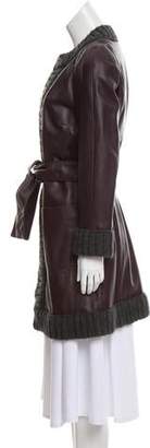 Dolce & Gabbana Leather Knee-Length Coat