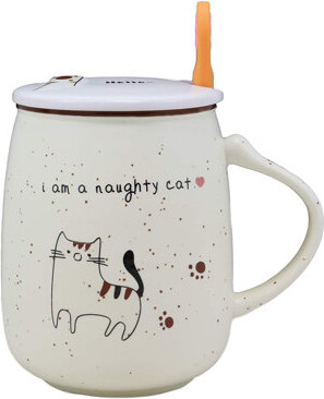 Ebern Designs Cliften Whimsical Naughty Calico Kitty Cat Coffee Mug