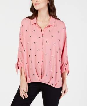 Alfani Printed Tie-Cuff Blouse, Created for Macy's