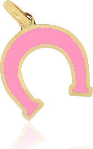 The Lovery Bubblegum Pink Horseshoe Charm 14K Gold 9 millimeters