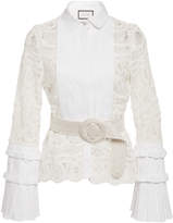 Thumbnail for your product : Alexis Alessio Lace-Paneled Cotton-Poplin Top