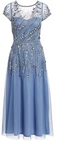 Thumbnail for your product : Theia Boat-Neck Tulle Hand Beaded Dress