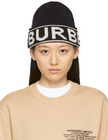 Thumbnail for your product : Burberry Black Cashmere Intarsia Logo Beanie