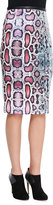 Thumbnail for your product : Charlie Jade Two-Tone Snake-Print Scuba Skirt, Blue/Magenta