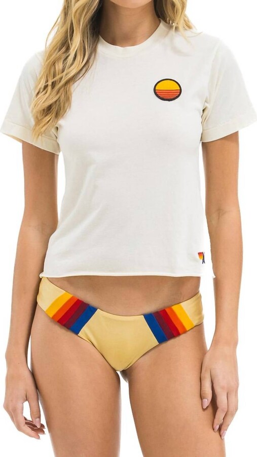 Aviator Nation Sunset Patch Boyfriend Tee In Vintage White