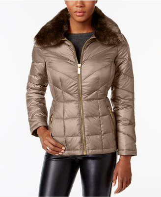 Kenneth Cole Faux-Fur-Collar Down Puffer Coat, Created for Macy's