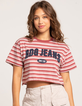 Boxy Jersey Tee - Frosted Blue/ Red Stripe
