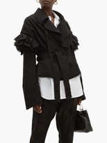 Thumbnail for your product : Ann Demeulemeester Ruffle-trim Wrap-front Wool Jacket - Black