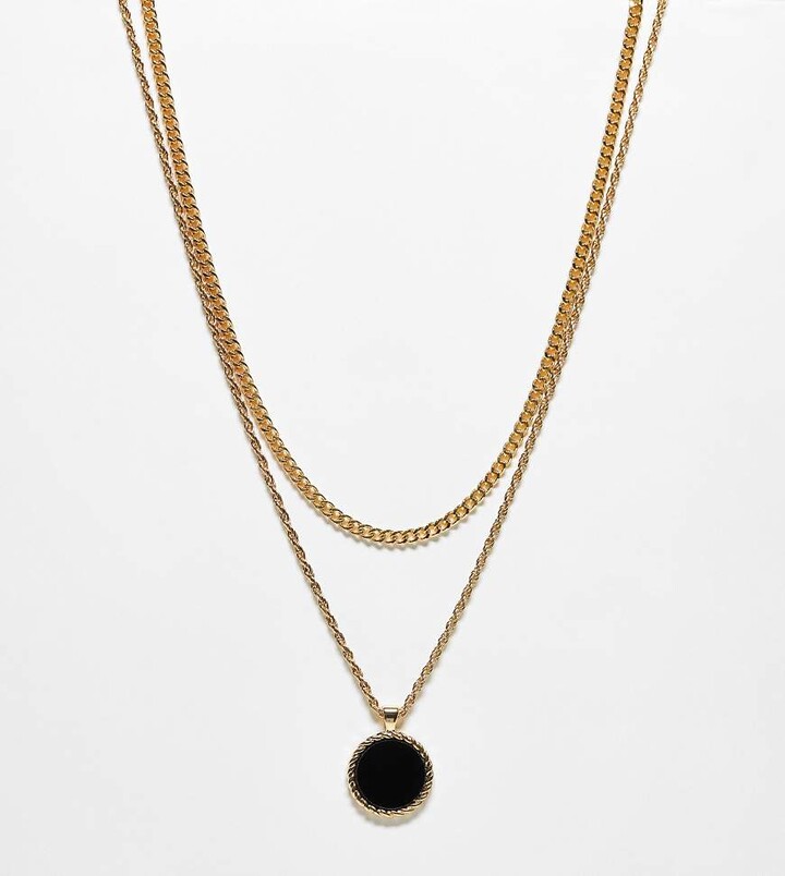 Reclaimed Vintage unisex row pendant necklace in gold ShopStyle