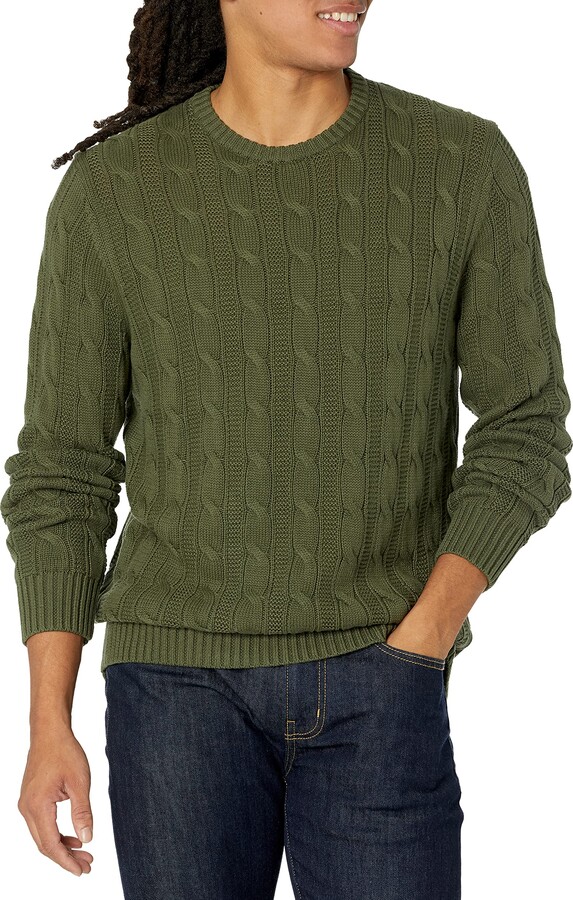 Goodthreads Men's Soft Cotton Cable Stitch Crewneck Long Sleeve Sweatshirt Brand