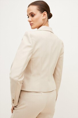 Karen Millen Womens Tailored Denim Look Double Breasted Jacket - denim-Blue - Size 4
