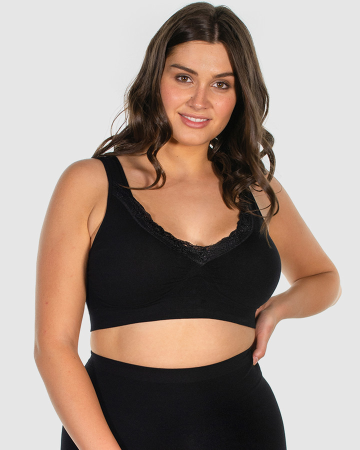 B Free Intimate Apparel - Women's Black Crop Tops - Cotton Pull On