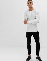 Thumbnail for your product : ASOS DESIGN extreme muscle fit honeycomb texture sweater in off white
