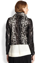 Thumbnail for your product : Diane von Furstenberg Calf Hair & Leather Moto Jacket