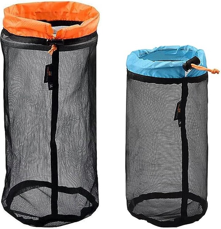 Qianxihu 2Pcs Travel Stuff Mesh Sack Drawstring Mesh Bags Lightweight Nylon  Mesh Durable Net Bag Mesh Drawstring Storage Bag for Camping Hiking Beach -  ShopStyle