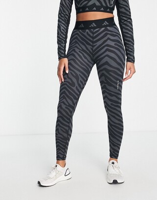 adidas Training Hyperglam zebra print 7/8 leggings in black