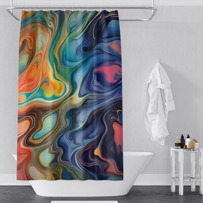 East Urban Home Rynn Abstract Shower Curtain