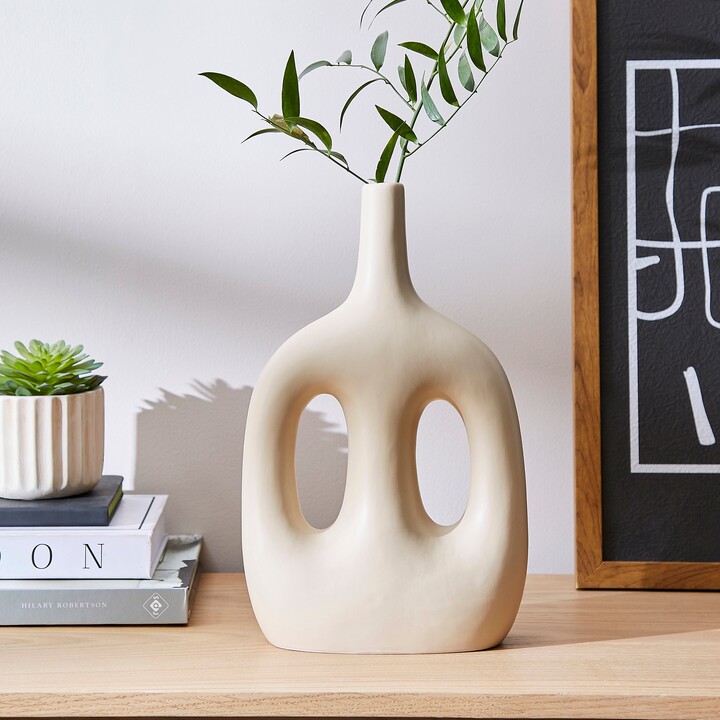 Dunelm Cream Flat Donut Handle Vase Cream ShopStyle
