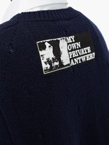 Thumbnail for your product : Raf Simons Patch-applique Distressed Merino-wool Sweater - Navy