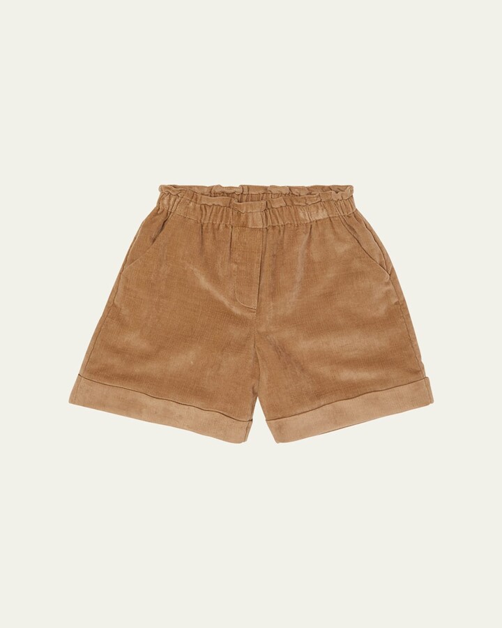Girl's Logo-Patch Corduroy Shorts, Size 8-10