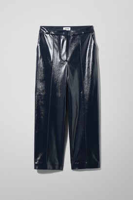 Weekday Kylie Patent Trousers - Blue