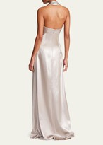 Thumbnail for your product : Halston Raelynn Metallic A-Line Halter Gown