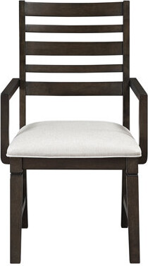 Red Barrel Studio Classic Arm Chair Of 2 With Dark Finish Beige Textured Seat 250lbs Capacity Dining Room Piece Finish 2 100% 250lb Support Decor