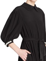Thumbnail for your product : Simone Rocha Beaded Cuff Belted Silk Crepe De Chine Dress