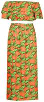 Thumbnail for your product : boohoo Plus Bright Tropical Print Bardot And Maxi Skirt Co-ord