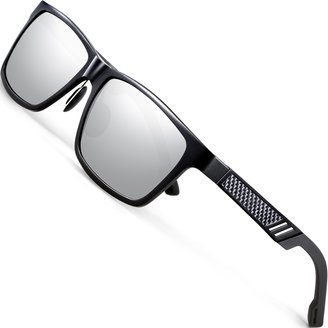 ATTCLen's Retroetal Frae Driving Polarized Sunglasses Foren Woen 16560gray-gray