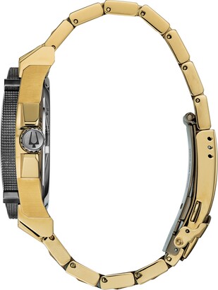 Bulova Men's Precisionist Diamond-Accent Gold-Tone Stainless Steel Bracelet Watch 46.5mm