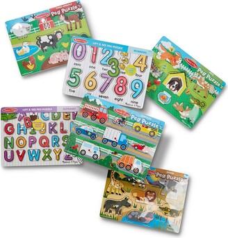 Melissa & Doug Wooden Peg Puzzle 6-Pack - Numbers