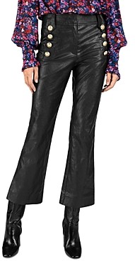 faux leather cropped flare pants