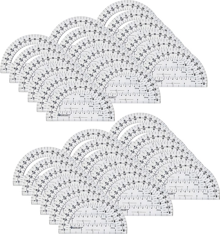 Westcott Protractor, 6", 180 Degree, Clear, Pack of 36 (ACM11200-36)