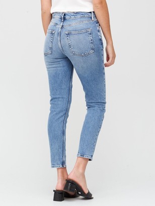 Very Premium High Waist Slim Leg Jeans - Mid Wash