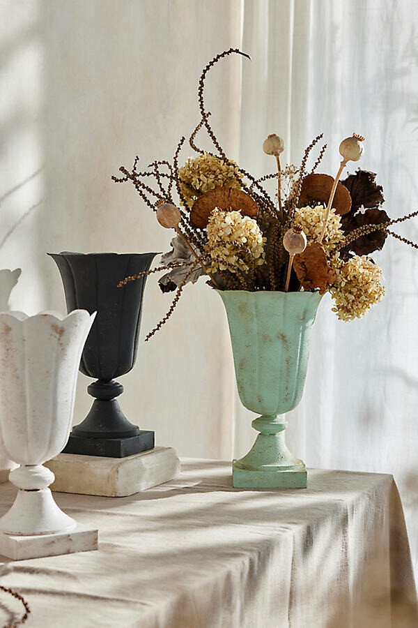 Antiqued Metal Urn Vase