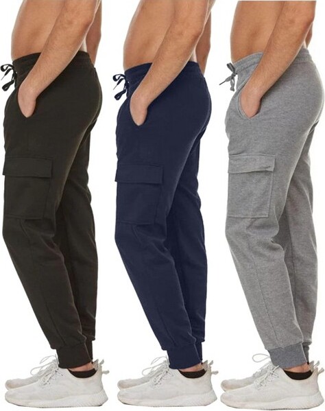 Blue Ice BlueIceMen'sSlimFitFleeceJoggerSweatpantswithVelcroCargoPockets-3Pack