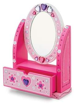 Melissa & Doug Decorate-Your-Own Wooden Vanity Craft Kit With Mirror and Storage Drawer