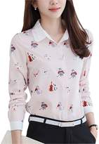 Thumbnail for your product : Double Plus Open DPO Women's Floral Printed Collared Long Sleeve Shirt