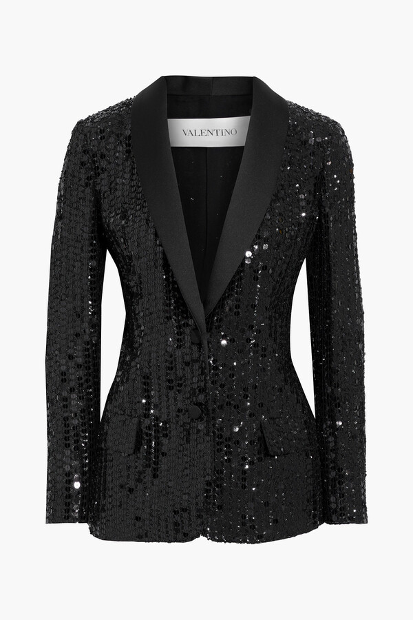 black sequin jacket womens