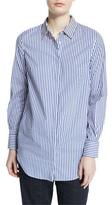 Thumbnail for your product : Brunello Cucinelli Monili-Embellished Striped Tunic, Blue