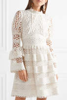 Thumbnail for your product : Anna Sui Dew Drop & Trellis Guipure Lace Mini Dress - Cream