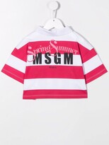 Thumbnail for your product : Msgm Kids Logo-Embroidered Striped Polo Shirt