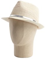 Thumbnail for your product : Calvin Klein light tan linen and leather belt fedora