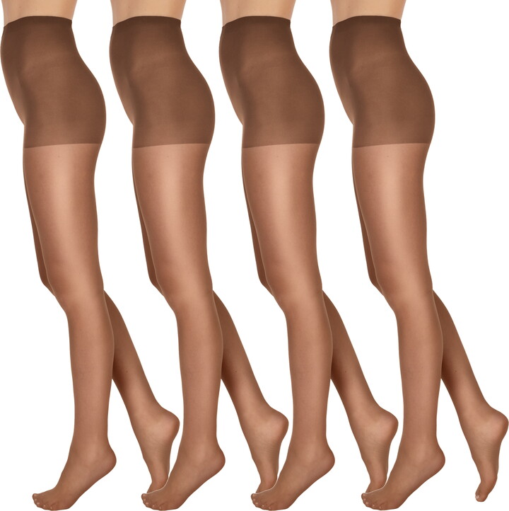 L’eggs Everyday Women’s Reinforced Panty Sheer Toe Nylon Pantyhose, 4 Pair