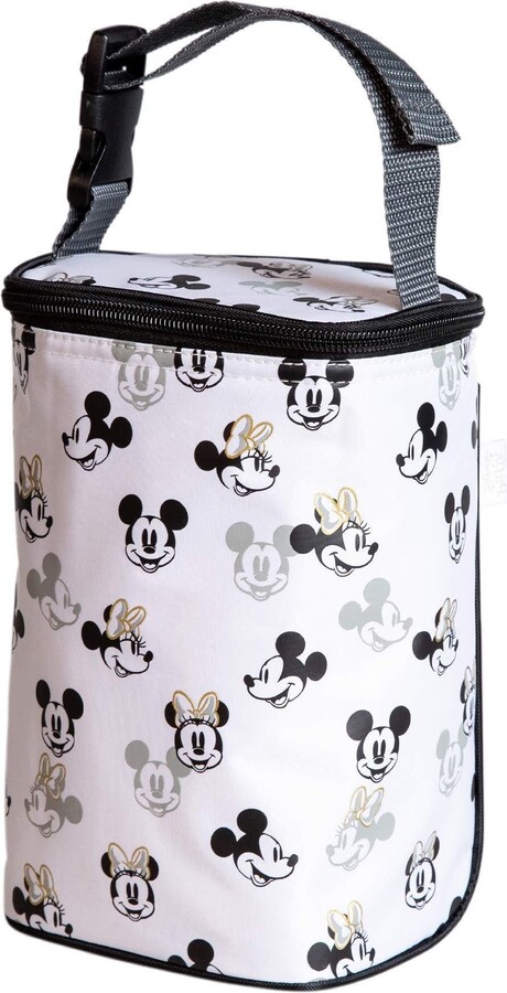 J L Childress Tall Two cool Breastmilk Cooler, Baby Bottle & Food Bag, Insulated & leak proof, Fits 2-4 Bottles Mickey Minnie Ivory