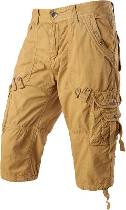 PARKLEES Mens Loose Fit Casual Summer Combat Cotton Twill Cargo Shorts 